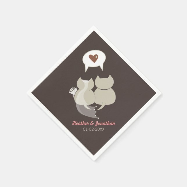 Serviettes En Papier Drôle Cartoon Chats Mariage répétition serviettes (Coin)