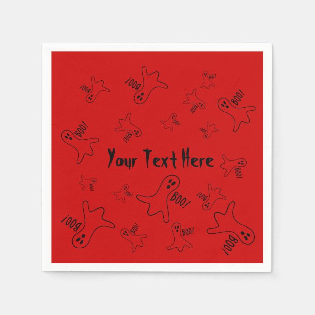 Serviettes En Papier drôle de fantôme noir criant boo pour halloween (Devant)