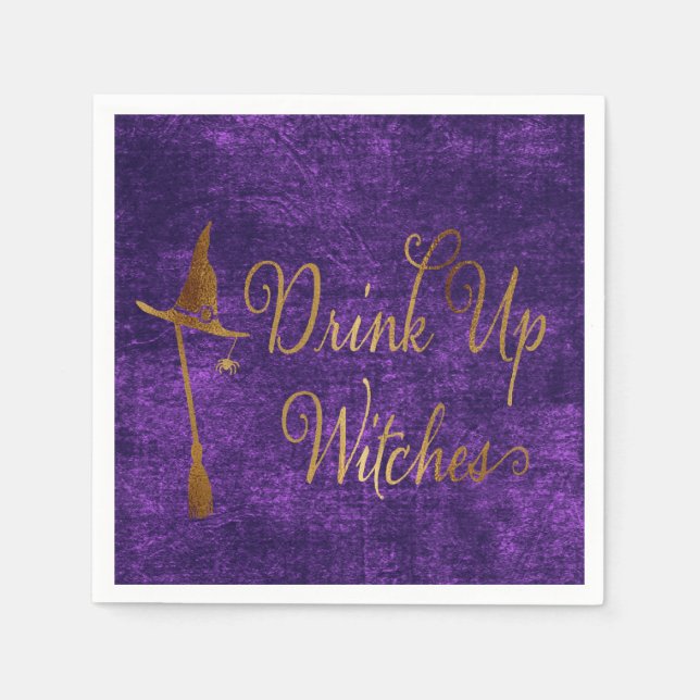 Serviettes En Papier Drôle Halloween Boire des sorcières (Devant)