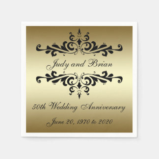 Serviettes en papier du 50e anniversaire du Mariag