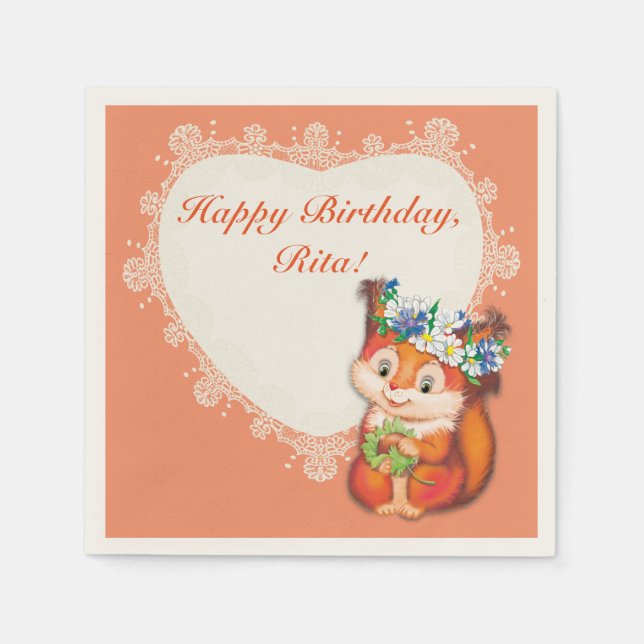 Serviettes En Papier Écureuil (Devant)