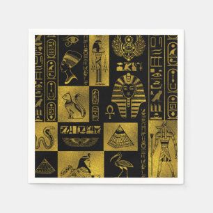 Serviettes En Papier Egyptian Gold hieroglyphs and symbole collage