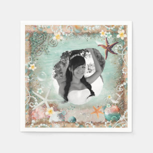 Serviettes En Papier Elégant Beach Sea Starfish & Pearls