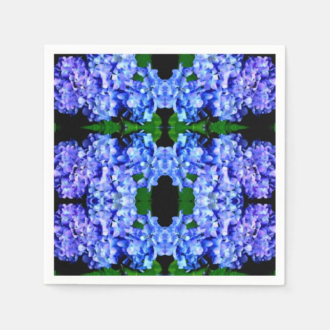 Serviettes En Papier Élégant bleu violet clair magenta hydrangée floral (Devant)
