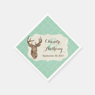 Serviettes En Papier Elegant Deer Antlers Mariage campagnard rustique