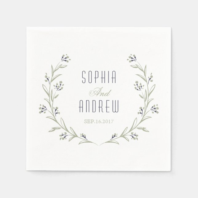 Serviettes En Papier Elégant jardin fleuri mariage rustique monogramme (Devant)