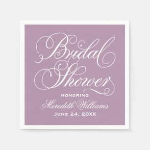 Serviettes En Papier Élégant Mariage Calligraphié Violet Fête de Mariée