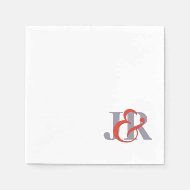 Serviettes En Papier Élégant Monogramme Mariage Cocktail Papier-Cocktai (Devant)