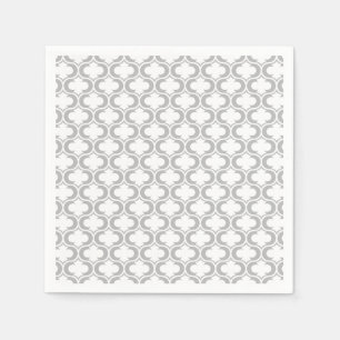 Serviettes En Papier Élégant Motif en treillis blanc gris clair
