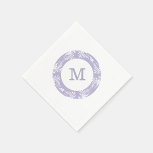Serviettes En Papier Élégant Motif Feuille Lavender Monogramme