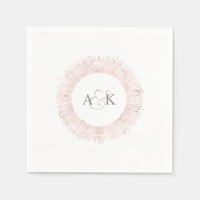 Serviettes En Papier Élégant rose monogramme or mariage serviettes (Devant)