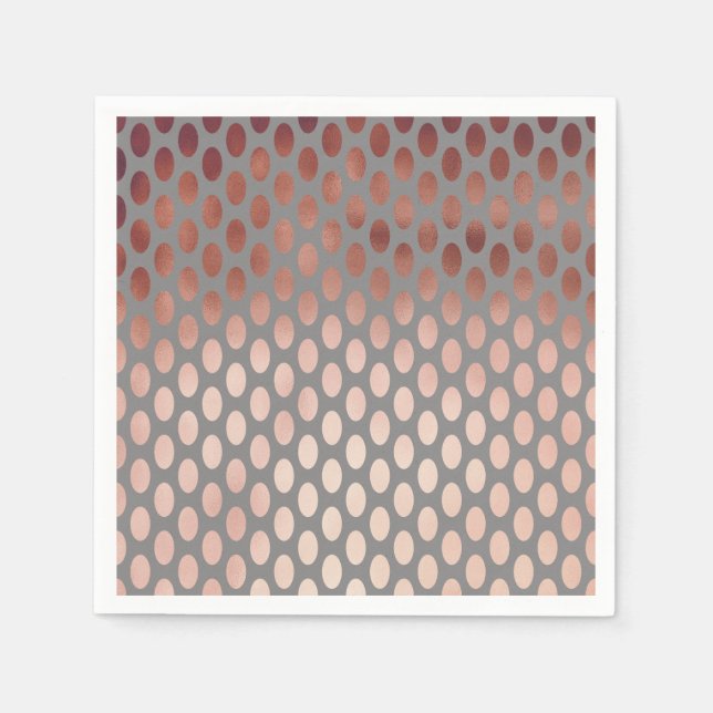 Serviettes En Papier élégant style faux rose or pois motif (Devant)