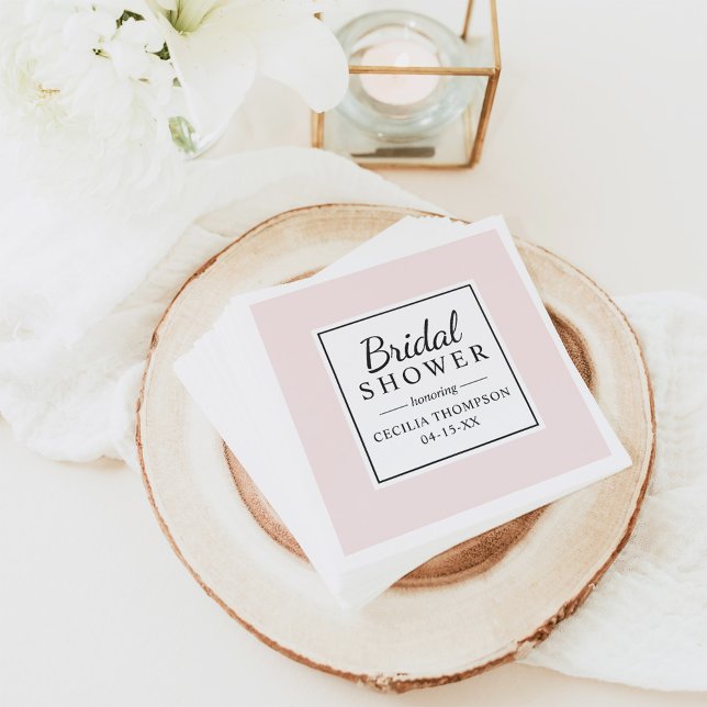 Serviettes En Papier Elégante et moderne Fête des mariées Mariage rose  (Créateur téléchargé)