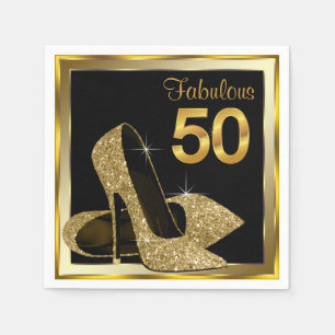 Serviettes En Papier Elégante Gold High Heel 50e fête d'anniversaire
