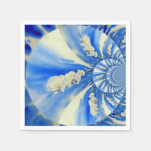 Serviettes En Papier Elégante peinture à l'aquarelle d'orchidée blanche