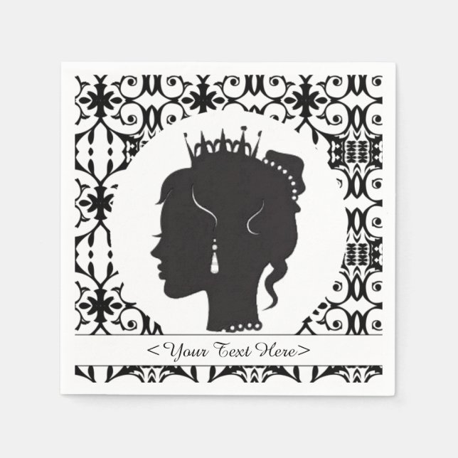 Serviettes En Papier Élégante Princesse personnalisée Silhouette servie (Devant)