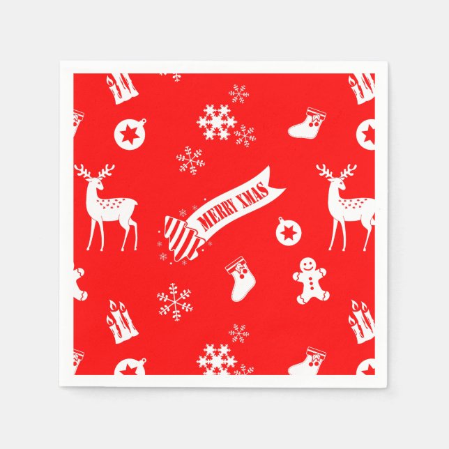 Serviettes En Papier Éléments de Noël (Devant)