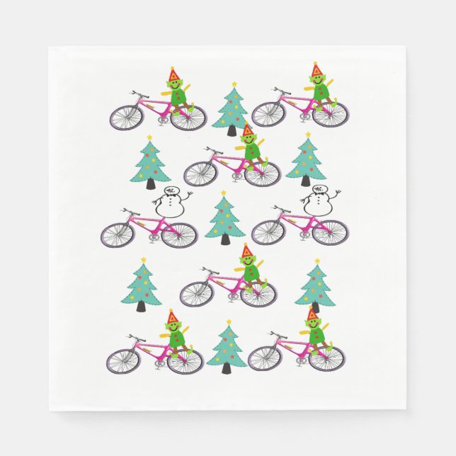 Serviettes en papier elfe, Joyeux sapin de Noël (Devant)