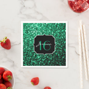 Serviettes En Papier Emerald Green fausse parties scintillant scintille