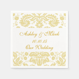 Serviettes en papier en ivoire d'or Mariage damass