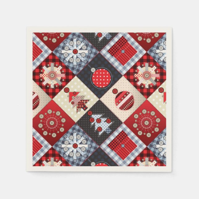 Serviettes En Papier En vichy lunette de Noël (Devant)