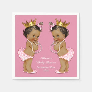 Serviettes En Papier Ethnic Twins Princess Baby shower Personnalisé