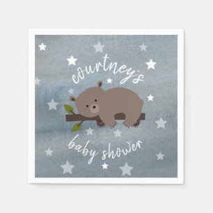 Serviettes En Papier Étoiles somnolentes d'ours + Baby shower