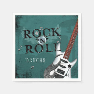 Serviettes En Papier Événement de fête d'anniversaire Teal Rock N Roll 