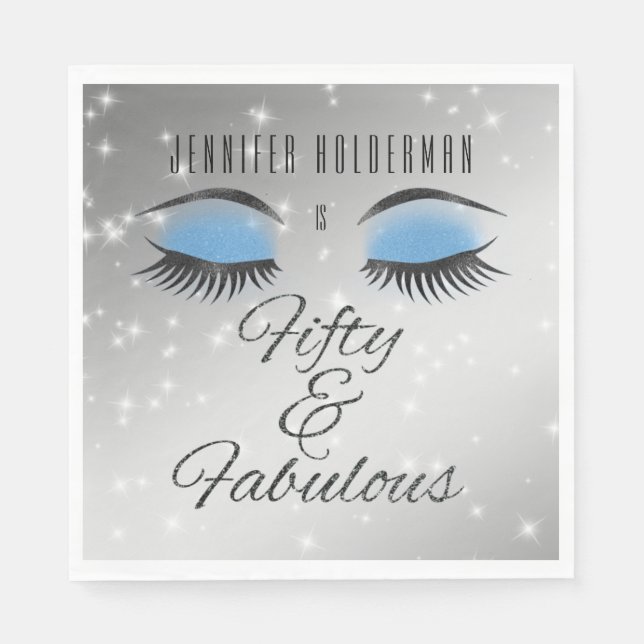 Serviettes en papier Fabulous 50 Black Blue Glam E (Devant)