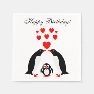 Serviettes En Papier Famille Penguins