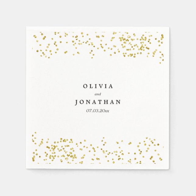 Serviettes En Papier Faux Gold Confetti | Serviettes Mariages modernes (Devant)