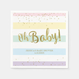 Serviettes En Papier Faux Gold Foil Rainbow Stripes