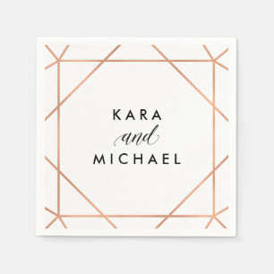 Serviettes En Papier Faux Rose Gold sur le blanc moderne Mariage géomét