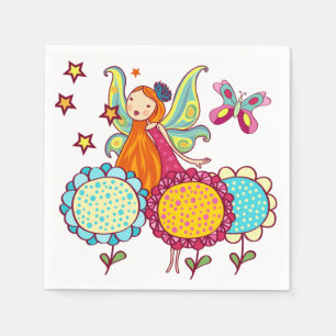 Serviettes En Papier Fée de jardin avec des fleurs