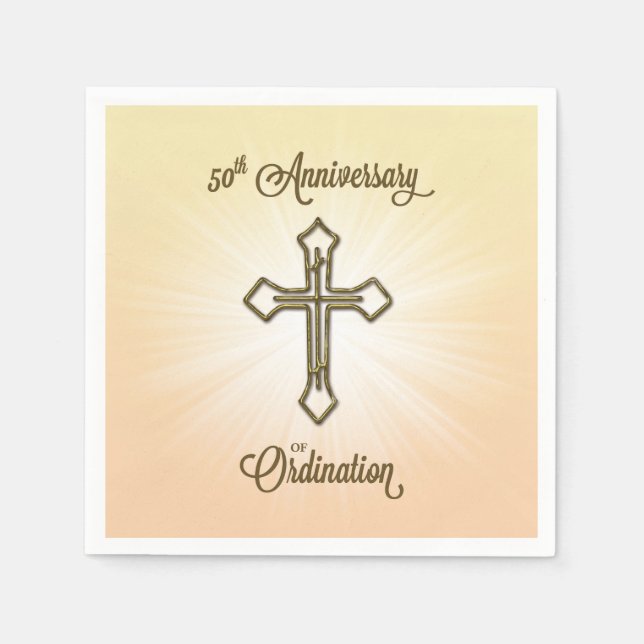 Serviettes En Papier Félicitations 50ème anniversaire d'ordination (Devant)