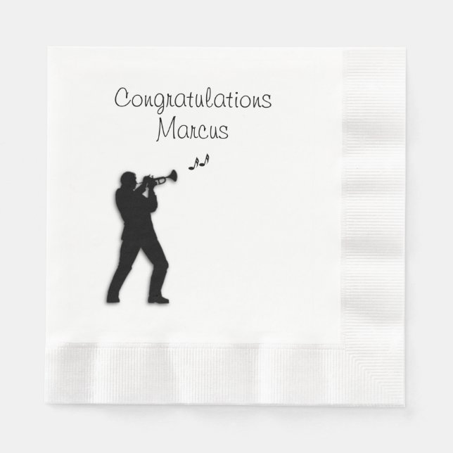 Serviettes En Papier Félicitations personnalisées du joueur de trompett (Devant)