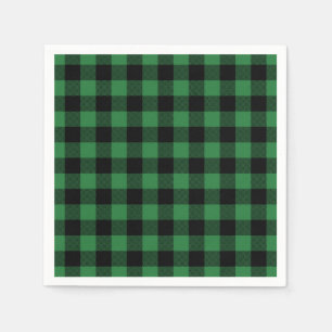 Serviettes En Papier Festif Green Plaid Motif Holiday