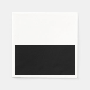 Serviettes En Papier Fête d'anniversaire chic noir et blanc en deux par