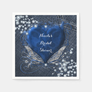 Serviettes En Papier Fête d'anniversaire glamour Denim & Diamonds