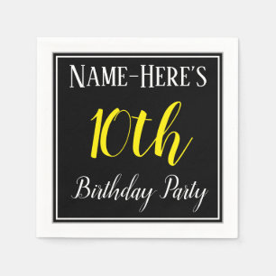 Serviettes En Papier Fête d'anniversaire simple et 10ème avec le nom
