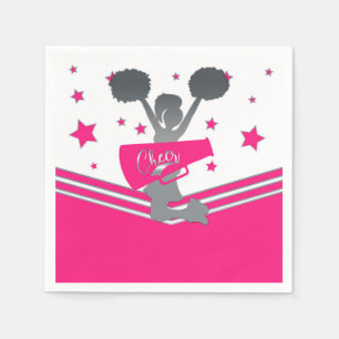 Serviettes En Papier Fête de Cheerleading Étoiles Rose et Blanc