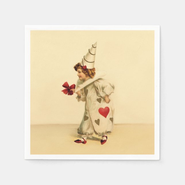 Serviettes En Papier Fête de la Saint-Valentin des Clowns vintages (Devant)