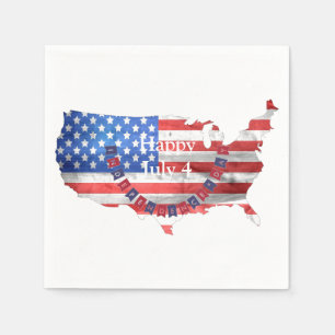 Serviettes En Papier Fête de l'Indépendance Juillet 4 American Flag USA