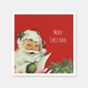 Serviettes En Papier Fête de Noël rouge du Père Noël vintage
