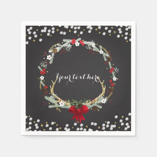 Serviettes En Papier Fête de Noël Russe Antler Wreath (Devant)