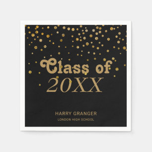 Serviettes En Papier Fête de remise des diplômes noire des confettis 