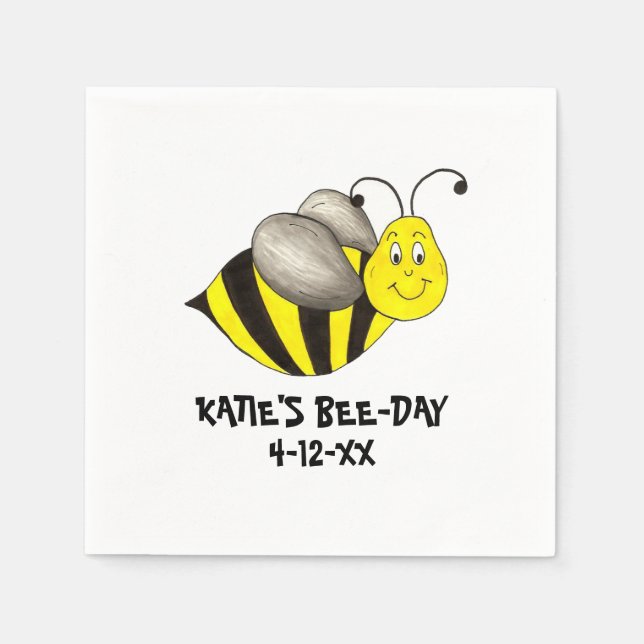 Serviettes En Papier Fête des abeilles personnalisées Bumblebee fête d' (Devant)