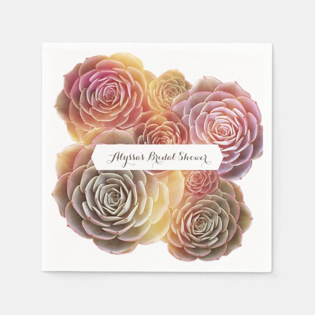 Serviettes En Papier Fête des mariées ancienne des succulents (Devant)