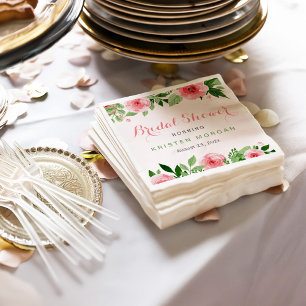 Serviettes En Papier Fête des mariées Belle aquarelle Rose Fleurs
