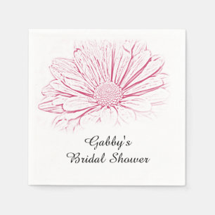 Serviettes En Papier Fête des mariées florale, effet marguerite rose